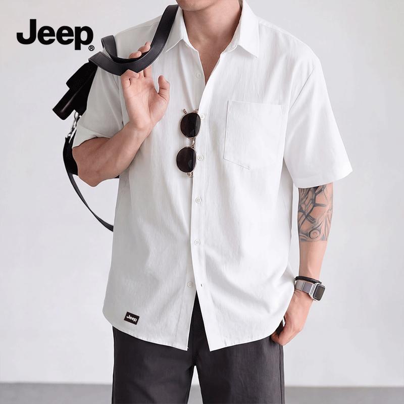 Jeep Men s Ice Silk Short Sleeve Lapel Shirt 5XL