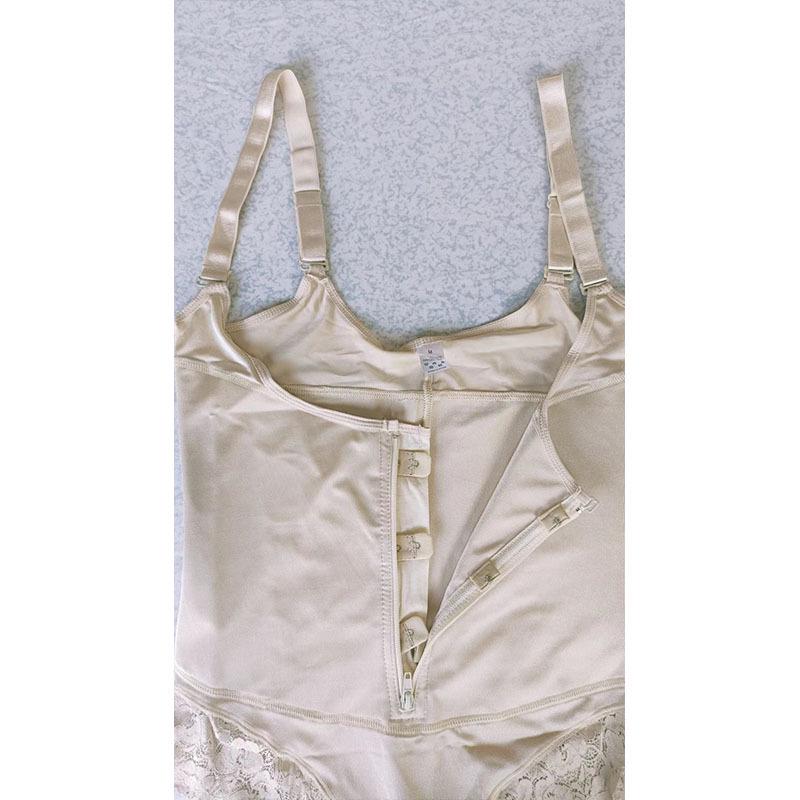 Cross-Lace Zipper Body Shaper with Slimming Control Straps