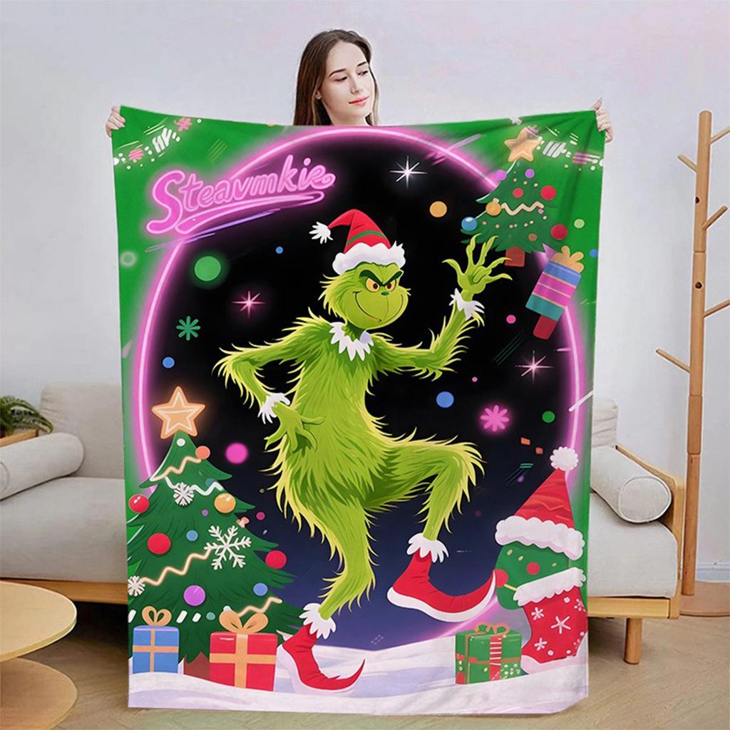 Flannel Blanket Digital Print For Midday Rest Blanket, Christmas Cartoon Air-conditioned Blanket.