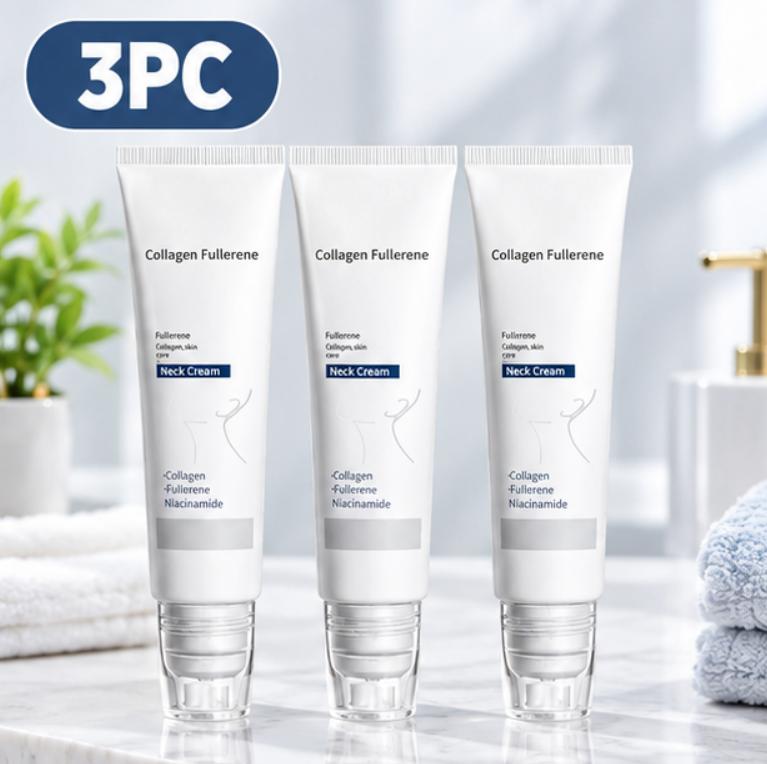 Collagen Fullerene Neck Cream Tightening Neck Skin Wrinkle Reduction Formula with Fullerene and Niacinamide for Neck Firming and Smoothing Skin