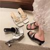 Fashion Slippers Casual High-Heeled Shoes Lady Slides Slipers Women Jelly Flip Flops Luxury 2025 Summer Glitter Fashion Crystal Scandals
