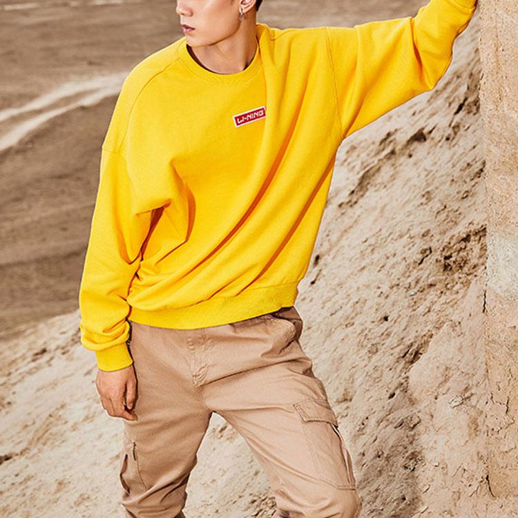 Li-Ning Casual Sports Pullover Loose Sweatshirt Unisex sweatshirt Butter-Yellow AWDP696-3