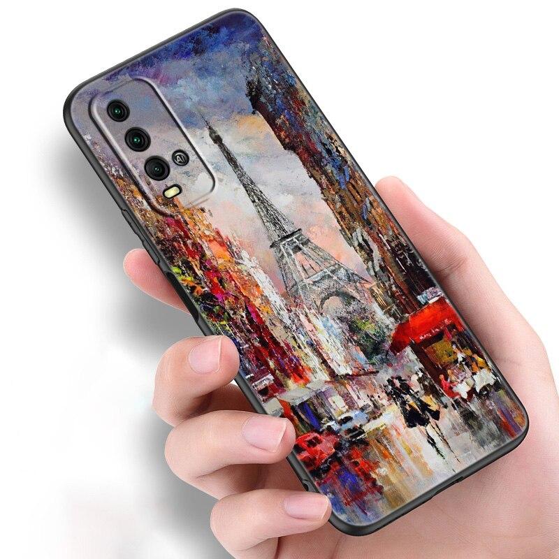 Liebe Paris Eiffelturm Silikon Telefon Fall Für Xiaomi Redmi Hinweis 11 10 9 8 Pro 11T 10T 10S 9S 8T 9 9A 9C 9T Schwarz Soft Cover