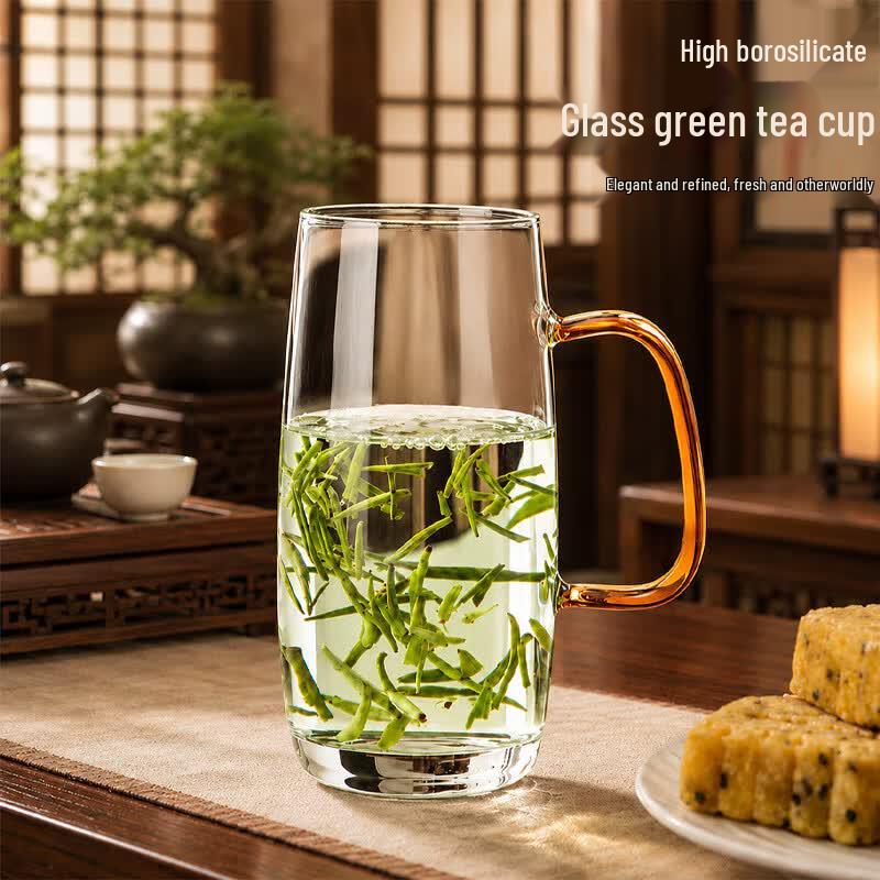 Eight Thousand Lines High Borosilicate Glass Green Tea Mug