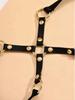 1Pc Gothic PU Leather Thigh Garter Harness, Gold O-Ring Punk Leg Body Chain For Halloween Party