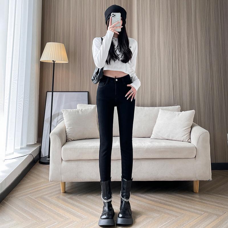 2023 Women s High-Waisted Black Skinny Pencil Winter Base Layer Pants Size 30