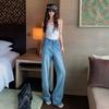 Tencel cotton stretch straight pants women's summer lyocell breathable and thin classic versatile narrow wide jeans