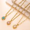 Natural Stone Zirconium Stainless Steel Necklace - Women's French Retro Clavicle Chain