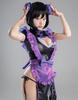 [Miccostumes] Adult Women's Costume Maid Cosplay Outfit Sexy Low-Cut Heart-Shaped China Dress Lingerie Set (L, Black & Purple)