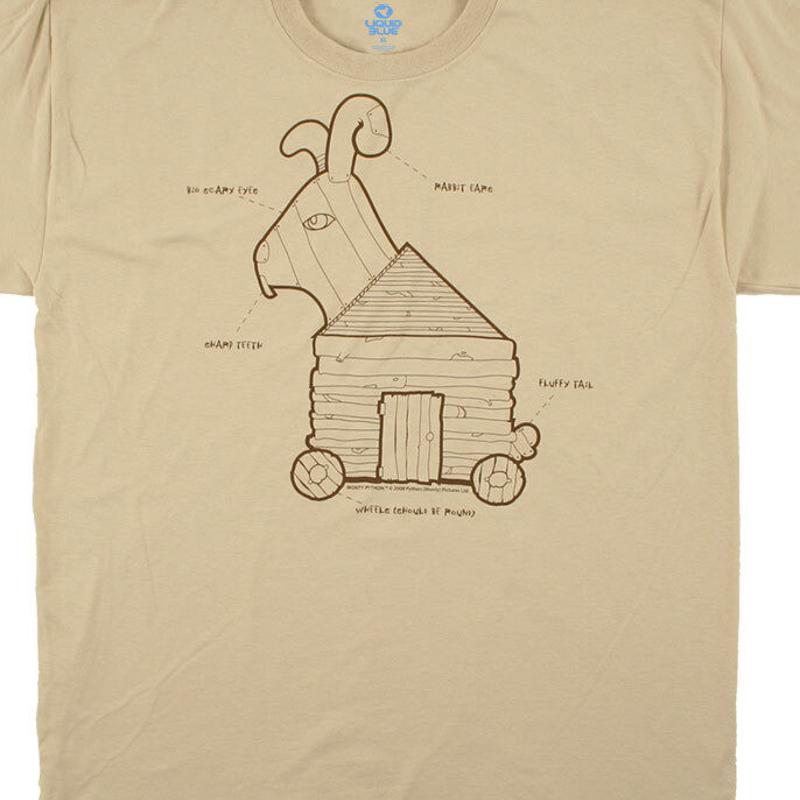 Monty Python And The Holy Grail Movie Trojan Rabbit Plans Tan T Shirt New Unworn