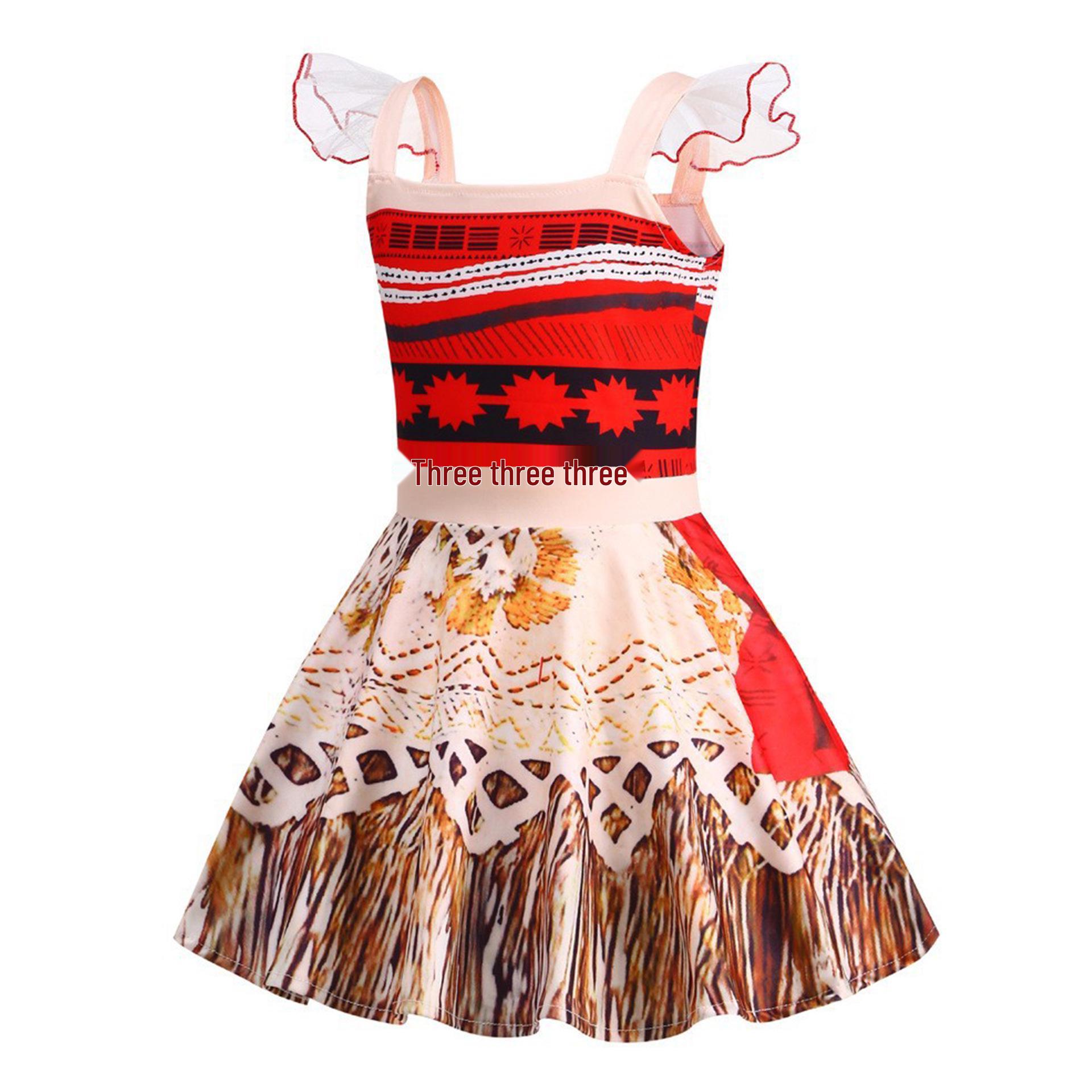 Children’s Moana Ocean s Call Cosplay Dress – Maui Girl Performance Outfit 140cm/7Y