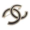 Chanel Brosche Gold/Schwarzmetall/Kristall Damen
