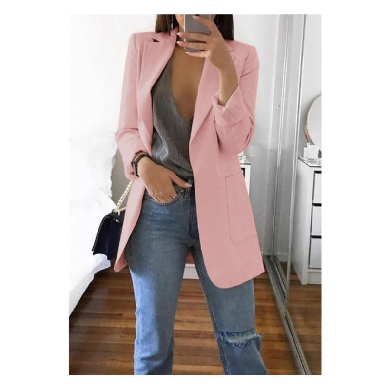 Neuer einfarbiger Anzugkragen Slim Cardigan Temperament Blazer Damenbekleidung