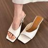 New Summer Women Sandals Square Toe Ladies Heel Mules Sexy High Heels Sandal Slippers Female Fashion Designer Woman Shoes