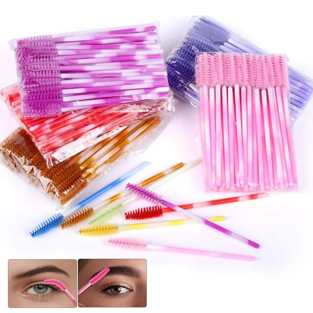 50Pcs Disposable Mascara Wand Applicator Silicone Eyebrow Comb Eyelash Brushes  Lash Extension Tools