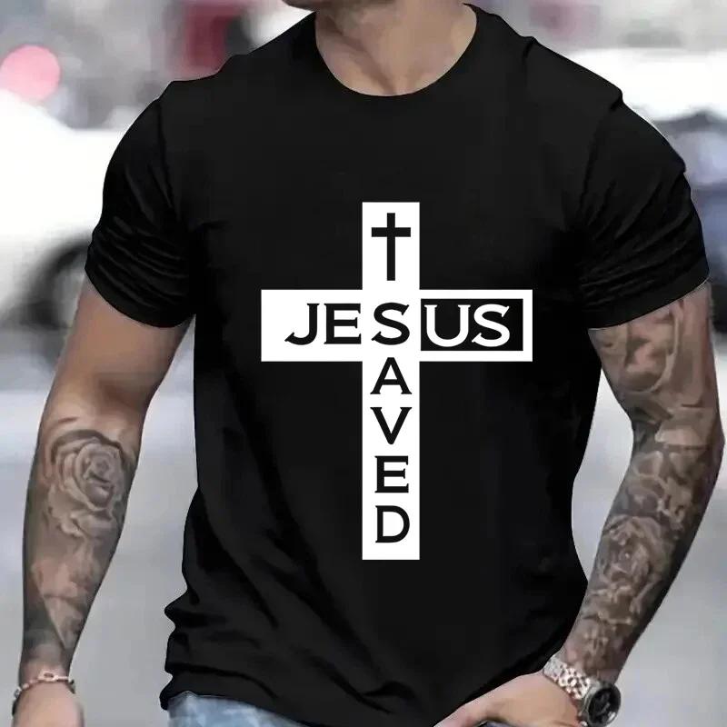 Y2k T-shirts for Men Clothes Short Sleeve T-shirts for Men Women's Tops Woman Jesus Saved My Life Unisex Oversized T-shirt Tops