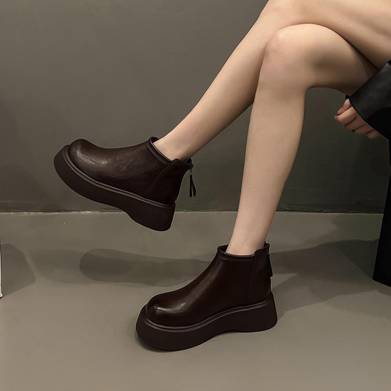 

Ботинки Мартина женские ботинки 2025 новые британский стиль зимние бархатные туфли черные челси короткие ботинки термохлопковые туфли 40 темно-коричневого