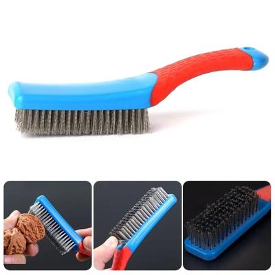 Wire Brush Duty Stainless Bristles with Plastic Handle Grip for Rust, Wielding Slag, Dirt & Paint Scrubbing with Deep Cleaning