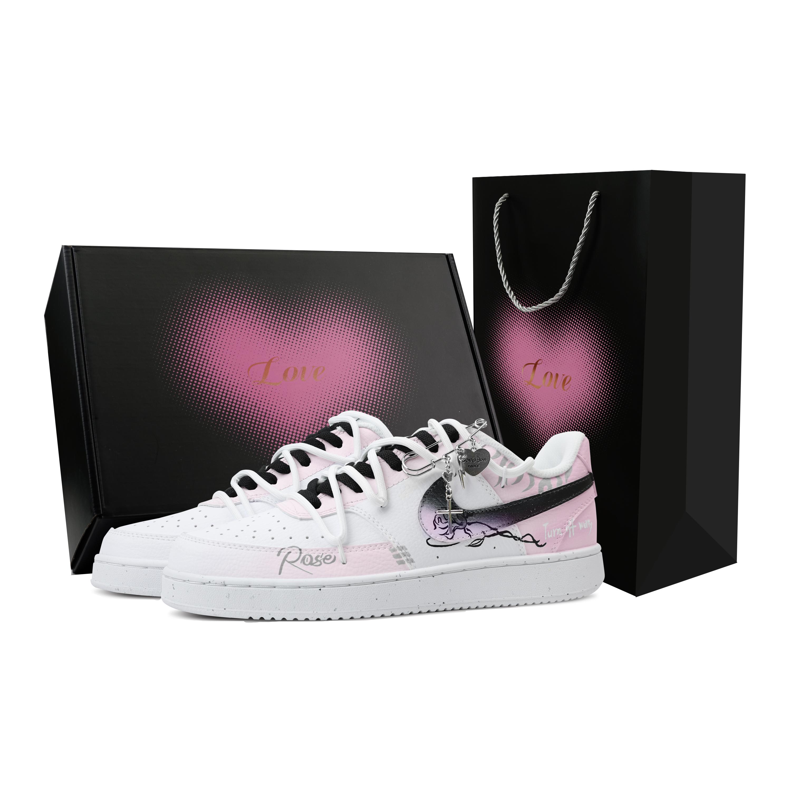 

Nike Court Vision 1 Heart Box & Rose Pink Shipping Slip Resistant Cushioning Low top Skateboard Shoes Men s Pink DH2987-101(Team683-&) 45