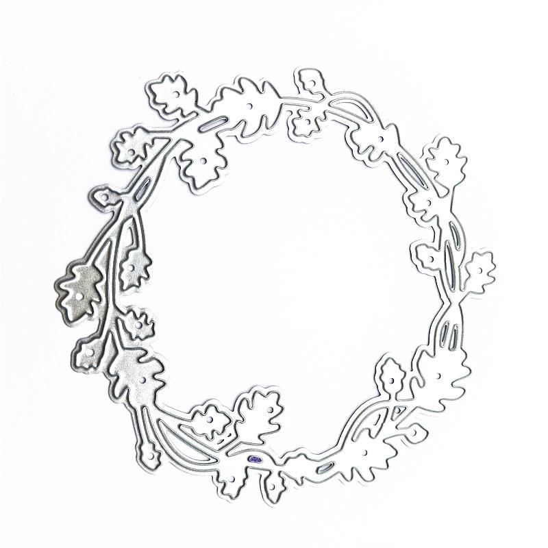 Stampo per goffratura Stampo per fustelle in metallo Stampo per buon compleanno e foglie rotonde Fustelle Coltello Punzonatura Stampo per carta Stencil Lettere per album artigianali