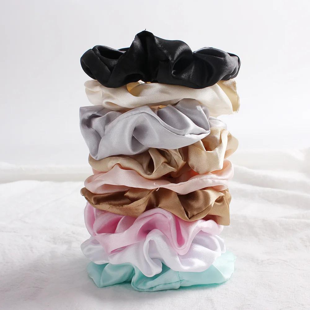 1piece Fashion Silk Scrunchies Solid Red Rubber Bands for Women Girls Korean Elastic Hair Bands Ponytail Hold Hair Accessories