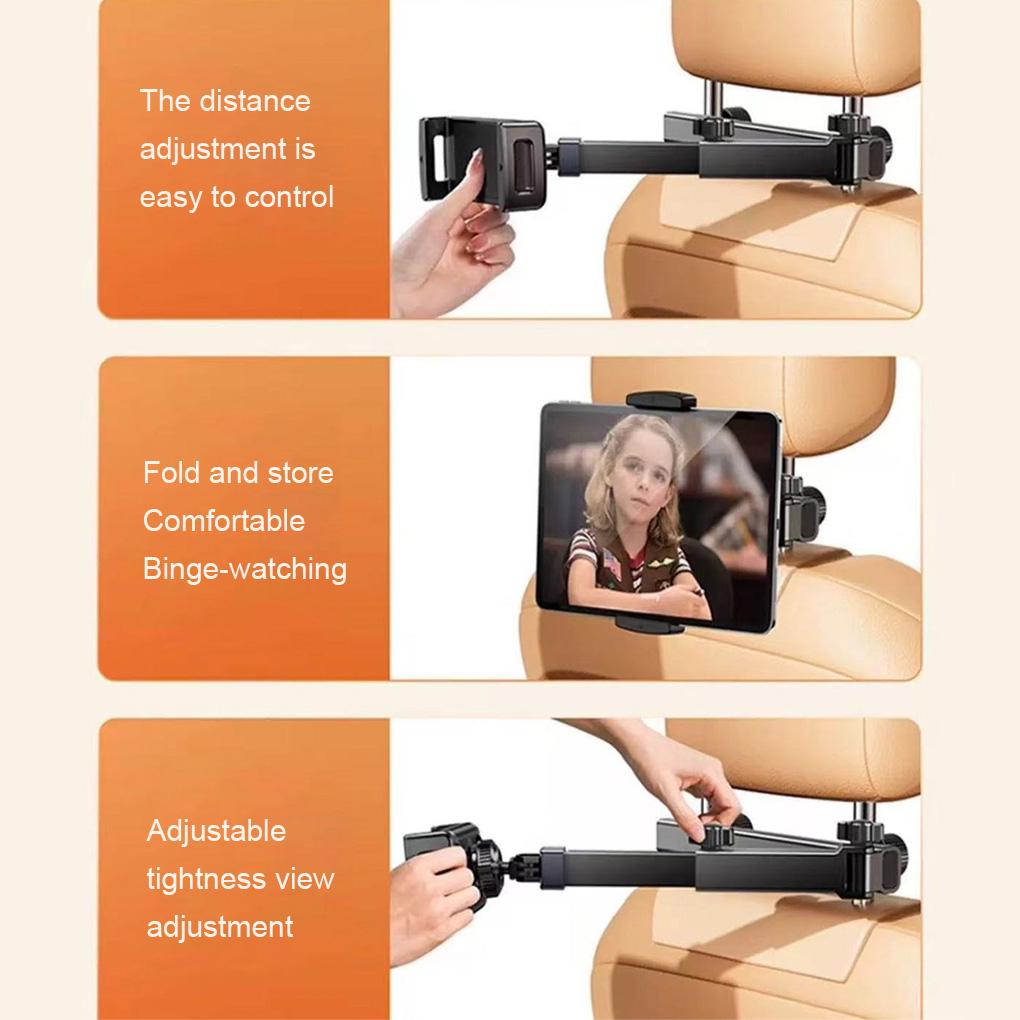 Car 360° Rotable Tablet Holder Car Rear Phone Holder Foldable Adjustable Car Headrest Extension Arm iPad Car Mount TripEssential