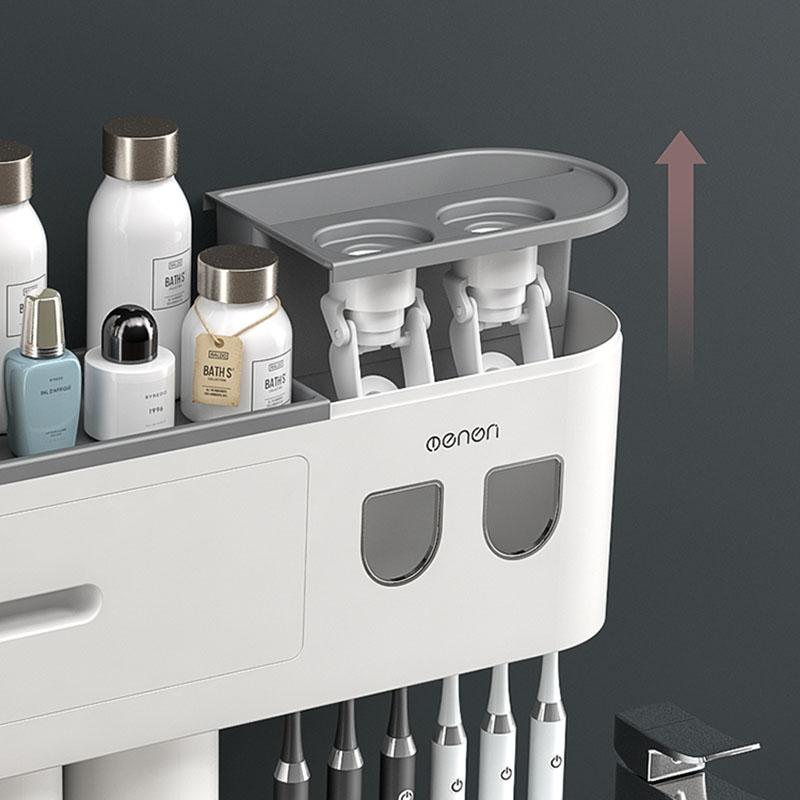 MENGNI Toothbrush Holder For Bathroom Multifunctional Toothbrush Holder With Toothpaste Squeezer Home Bathroom Accessories Set