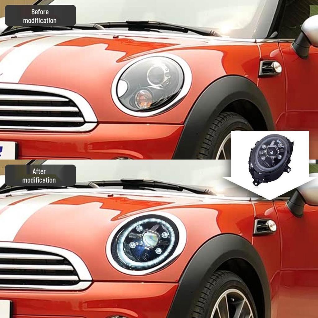 Compatible with 2014-2023 BMW Mini F56/F55 Headlight Assembly: Crystal DRL with Flowing Turn Signals.