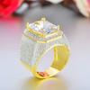 New European and American Diamond Rings  Domineering Square Zircon Men's Ring