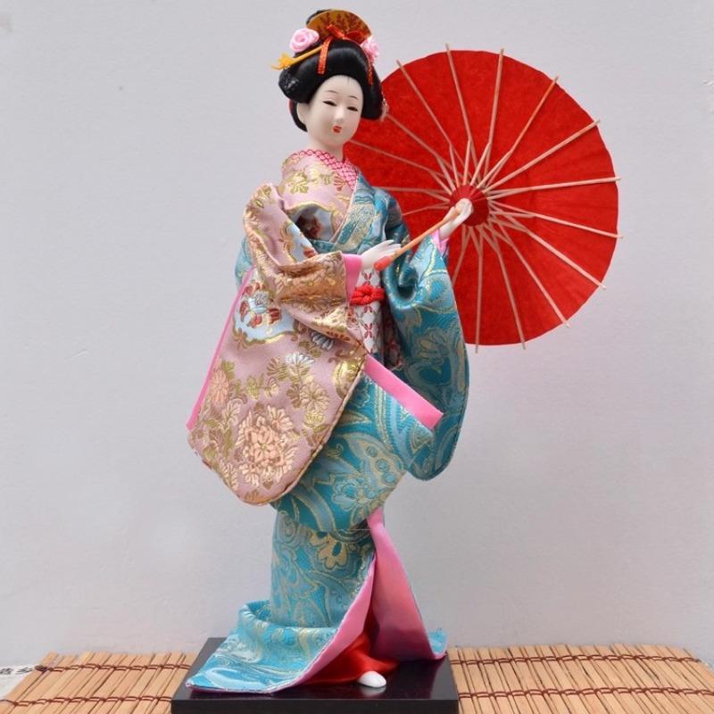 16Inch Japanese Style Geisha Doll Kimono Doll Decoration Desktop Adornment Handmade Geisha Statuette 3D Geisha Doll