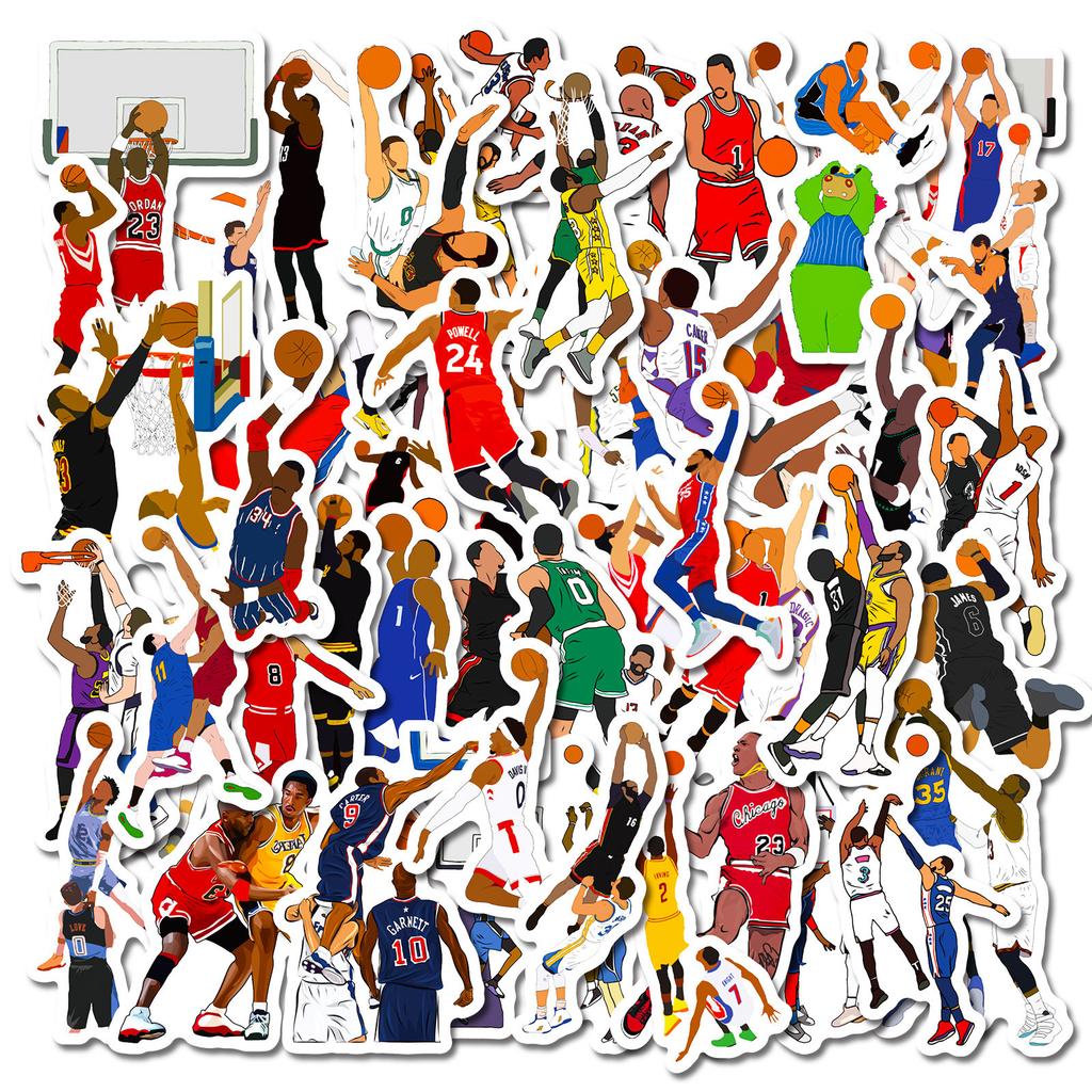 50 Nba - Classic Action Stickers Nba Basketball Star Collection, Motorcycle Car Cover