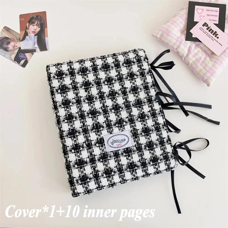 Sweet Bowknot Plush Photo Album Cute Plaid Design Kpop Photocard Binder for Girls 80 Pockets Photocard Book Wholesales 2025 New