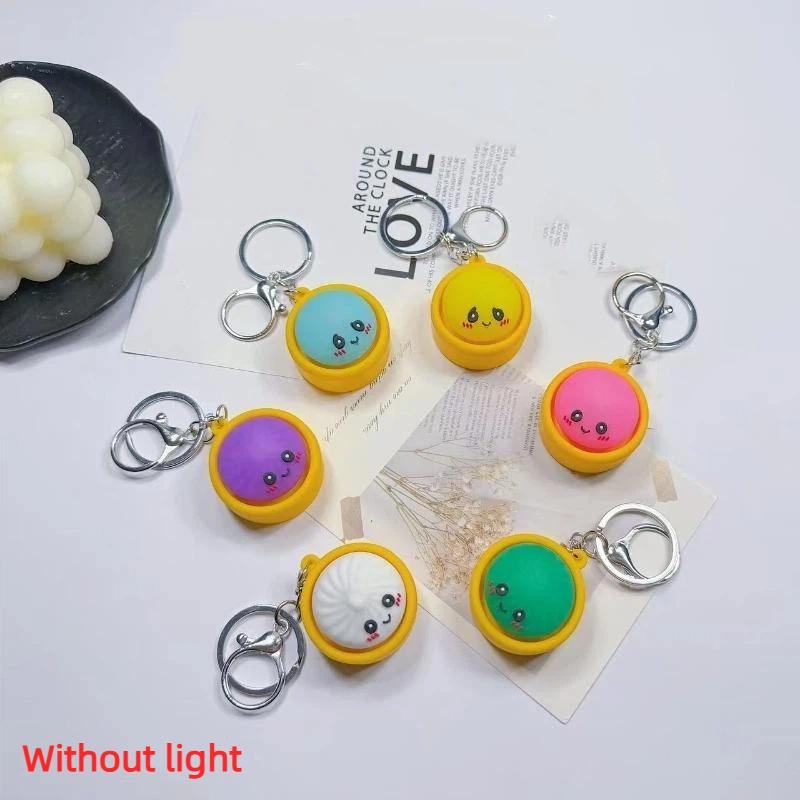 Cute Luminous Dumpling Keychains Realistic Steamed Baozi Design Random Color for Backpack Accessories