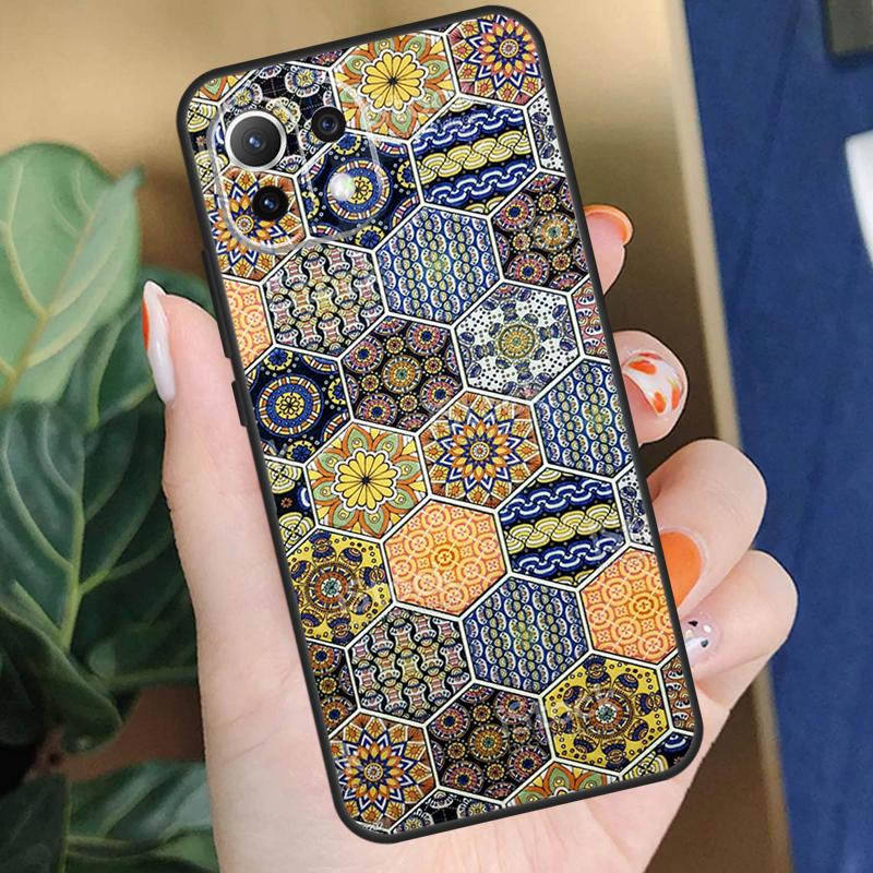 Boho Tile Mosaic Aesthetic Case For Xiaomi 15 14 Ultra 13T 14T 15T Pro 17 Pro Max POCO X7 X5 X6 F5 F6 F7 F8 Pro Coque