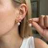 Vintage Simple Gold Color Bow Pearl Earrings For Women Stainless Steel Love Heart Pendant Earring Party Classic Retro Jewelry