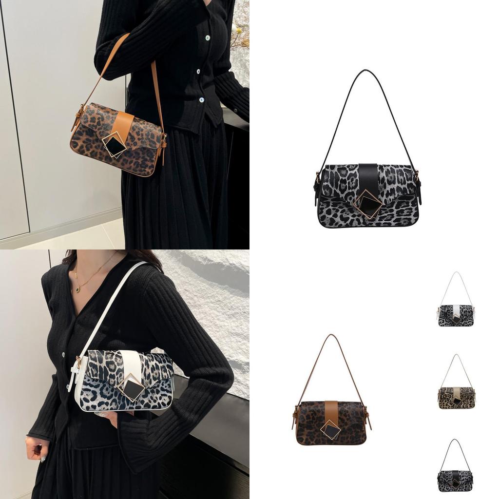 Fashionable Pu Leopard Print Handbag For Women In Elegant Black White Khaki Brown Shades