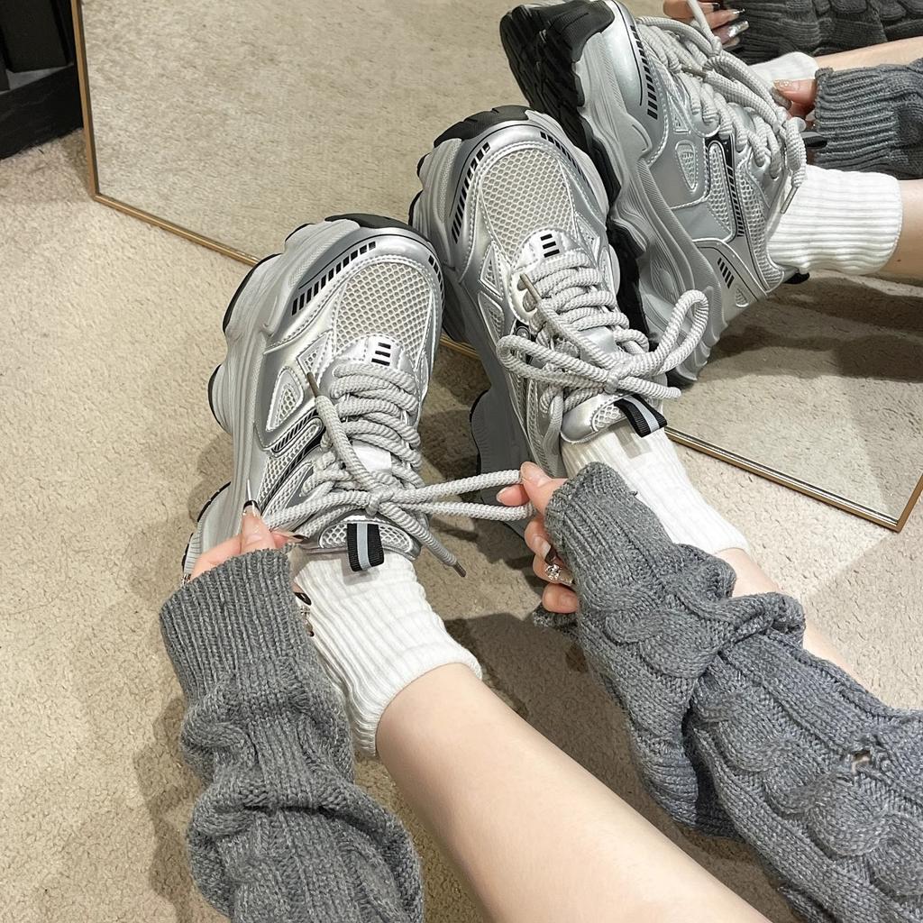 Paris Dad Shoes Women 2025 New Summer Thick-soled Heightening Mesh Breathable Versatile Lightweight Sports and Leisure Shoes