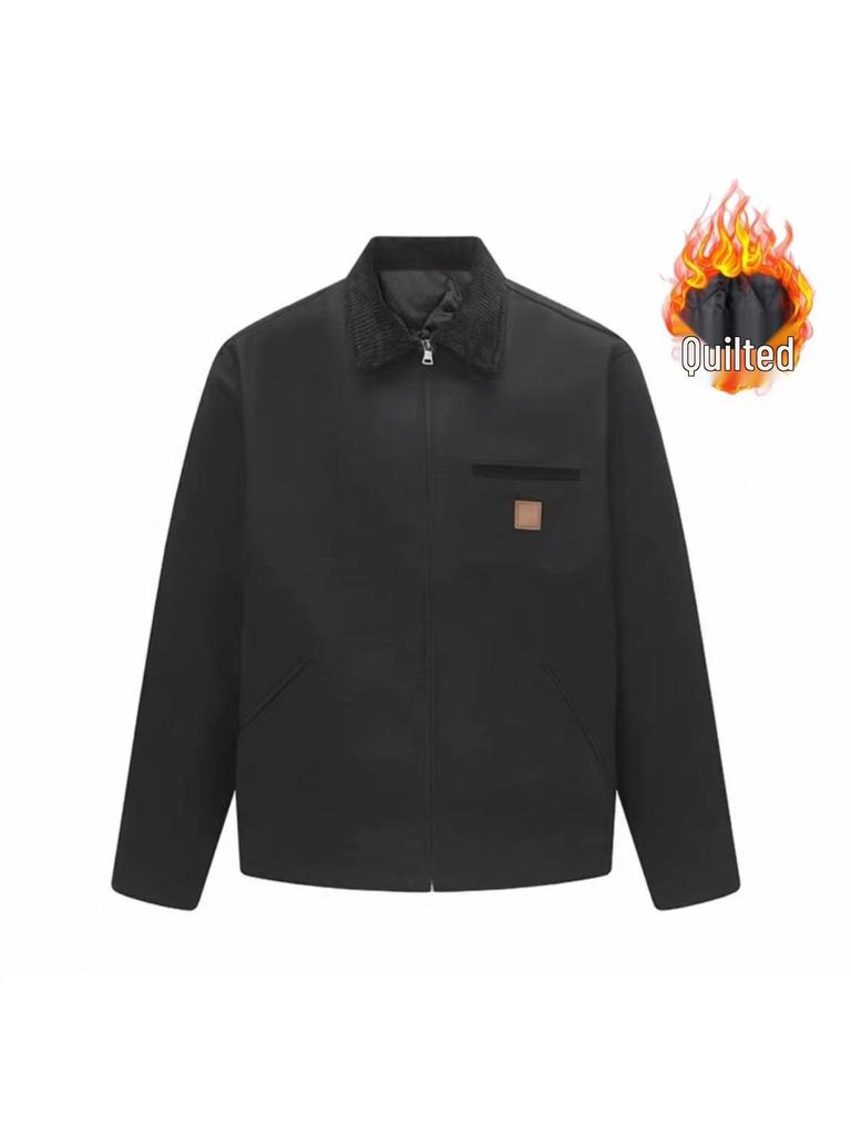 Men's Retro Heavyweight Washed Detroit Jacket: Autumn/Winter Loose Fit Trendy Ruffian Cool Style.