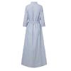 Womens Stripe Print Spring Summer 3/4 Sleeve Turn-down Collar Long Shirt Dresses