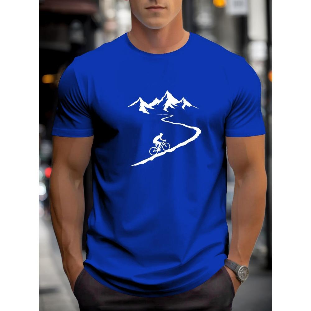 Summer Men's Casual Loose Fashion Cycling Pattern Printing Sports Short-sleeved Round Neck T-shirt Top
