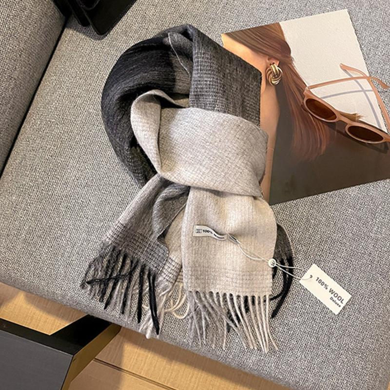 100% Wool Luxury Brands Classic England Style Women Scarf Fashion Stripe Plaid Scarves Tassel Shawls Pashmina Lady Wrap 30*180Cm