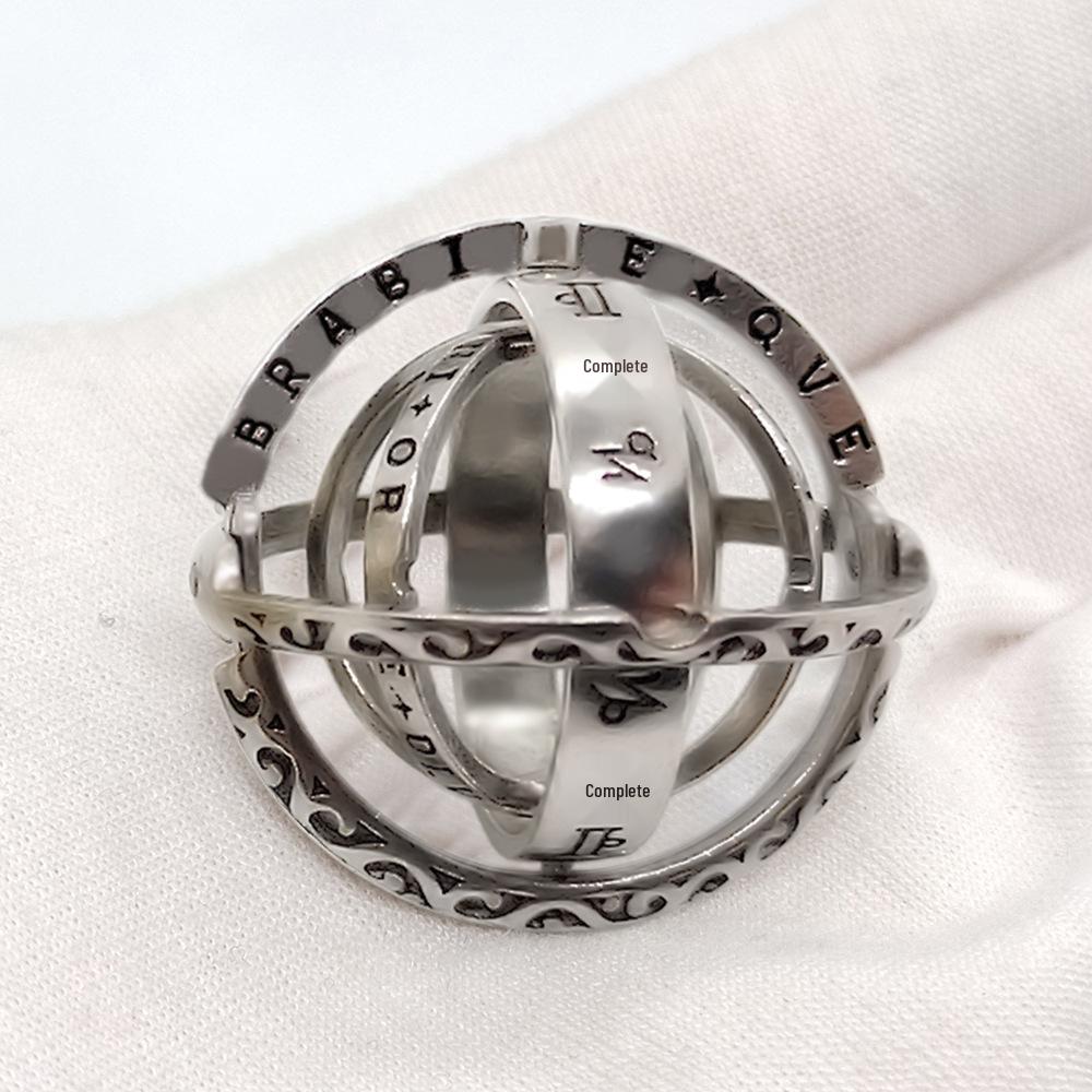 German Astronomical Sphere Ring Necklace: Reversible Universe Globe Jewelry