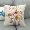 Easter Cushion Cover Cute Bunny Eggs Printed Pillow Covers 18x18 Inches Easter Decorations Hare Rabbit Flower Linen Pillowcase