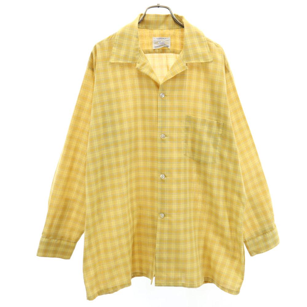 Arrow 60s Vintage Box Silhouette Check Pattern Long Sleeve Open Collar Shirt Men's Used