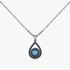 Collier Goutte d'Eau Dorée Noire en Argent Sterling 925 Pendentif Yeux Bleus Charmants Colliers pour Femmes Bijoux Fins