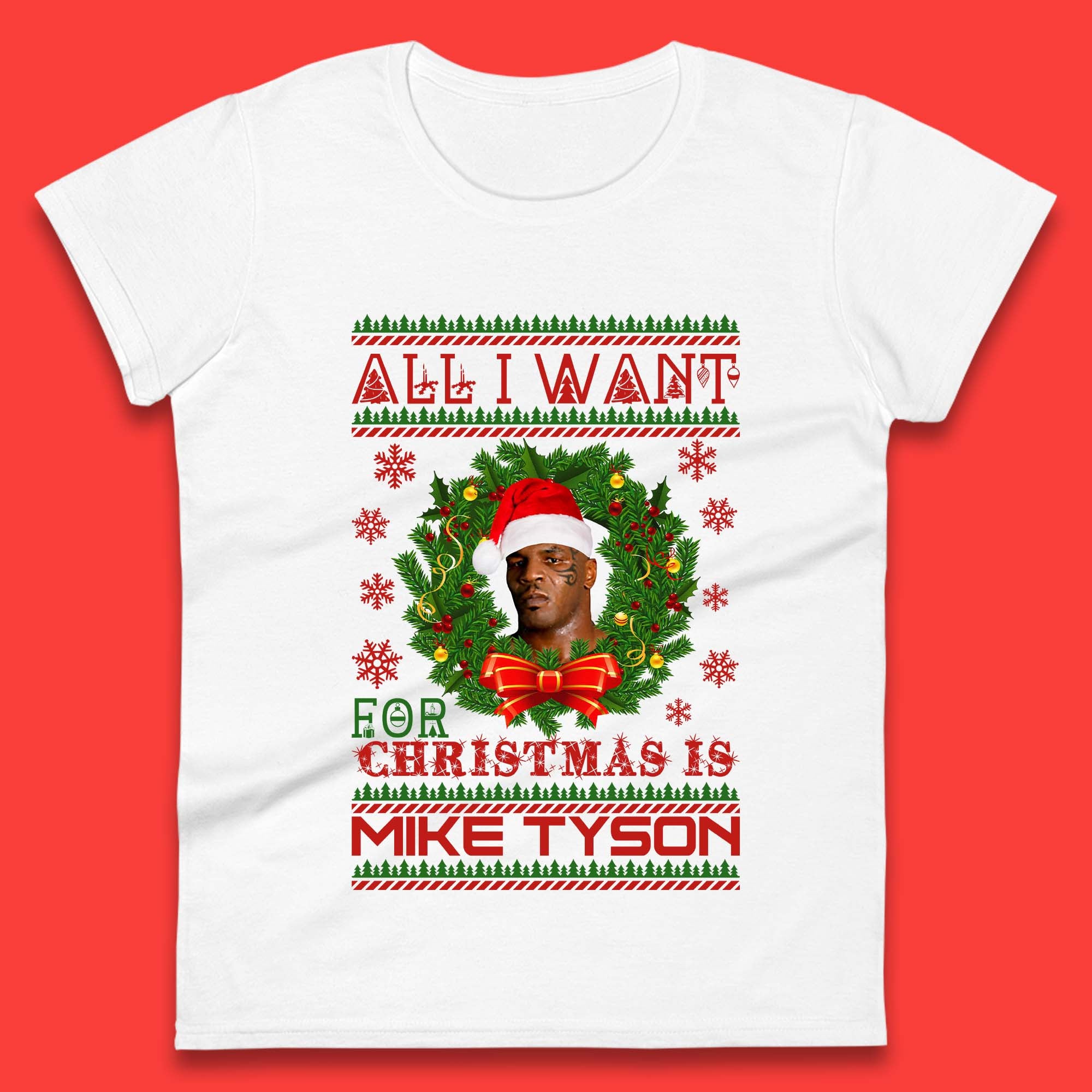 Mike Tyson Christmas Womens T-Shirt Mens Tops Tees Unisex L