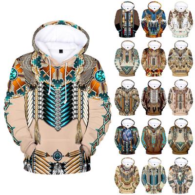 Men's Hoodie Sweatshirts Ethnic  3D Digital Printing Pullover Sweater With Hooded