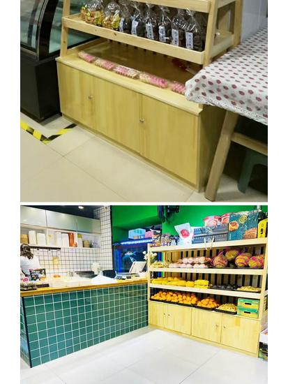 Wooden Bread & Pastry Display Rack for Stores