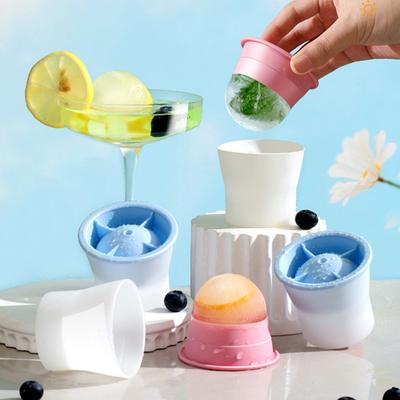 3Pcs Silicone Round Ice Cube Molds with Lids Easy Release Sphere Ice Maker for Whiskey Cocktails Bourbon Slow Melting Spherical Ice Makers for Drinks