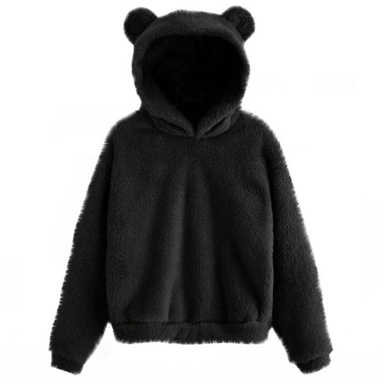 

Cute Rabbit Ear Hood Winter Women Hoodies Warm Plush Sweatshirt Long Sleeve Casual Tops Autumn Winter XXXXXL чорний